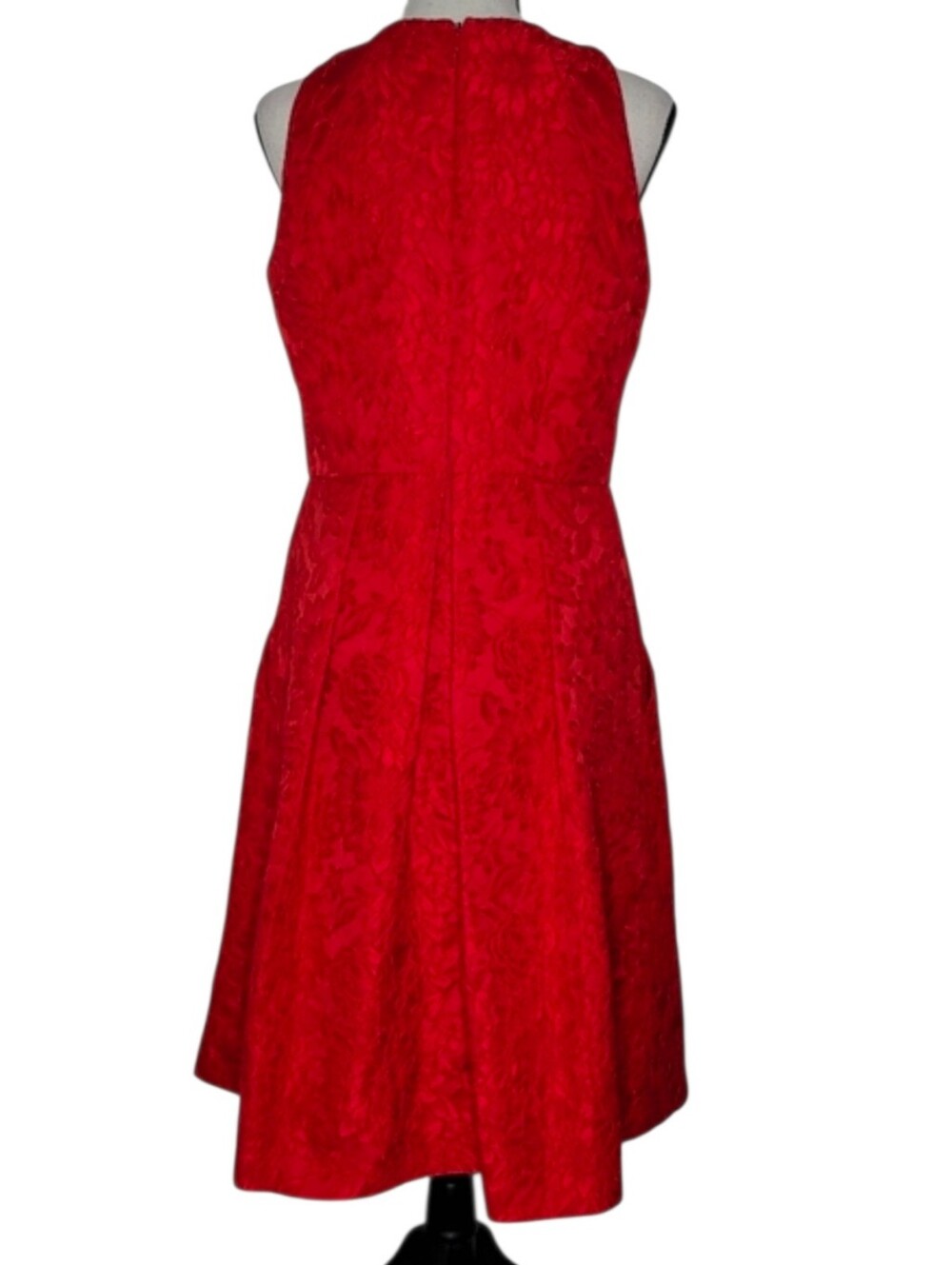 CARMEN MARC VALVO textured red floral party dress - Picture 6 of 8